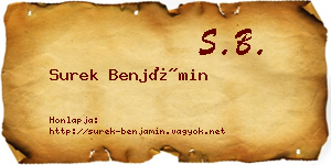 Surek Benjámin névjegykártya